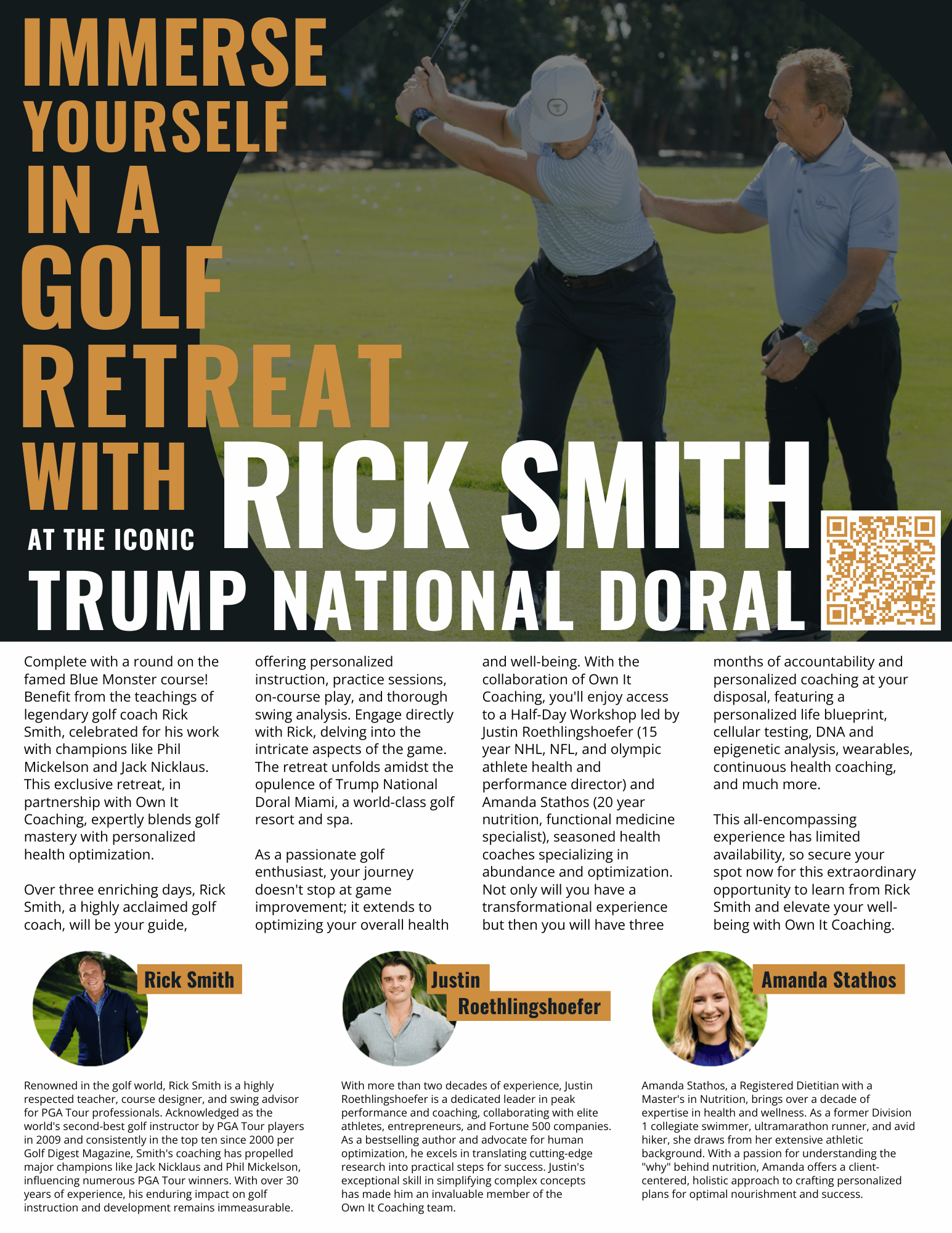 Rick Smith and Own It Coaching Golf Retreat Flyer